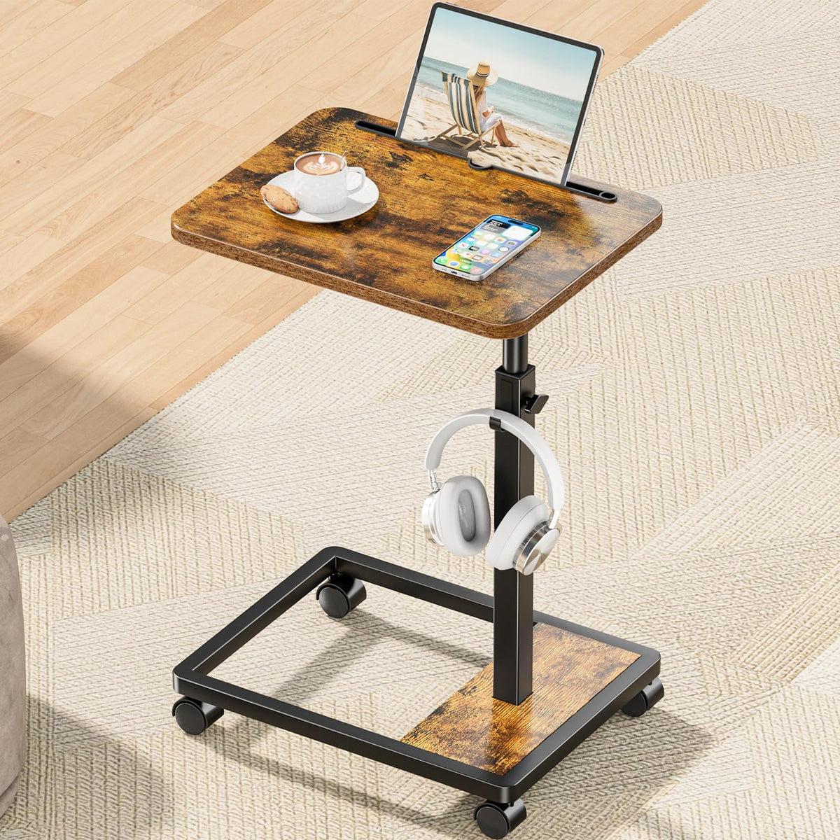 Adjustable TV Tray Table with Wheels P760