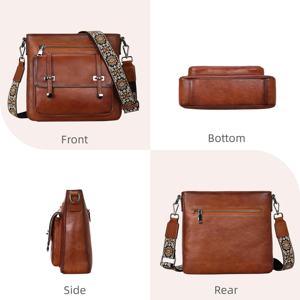 Soft Leather Crossbody Bags with Multi Pockets D789