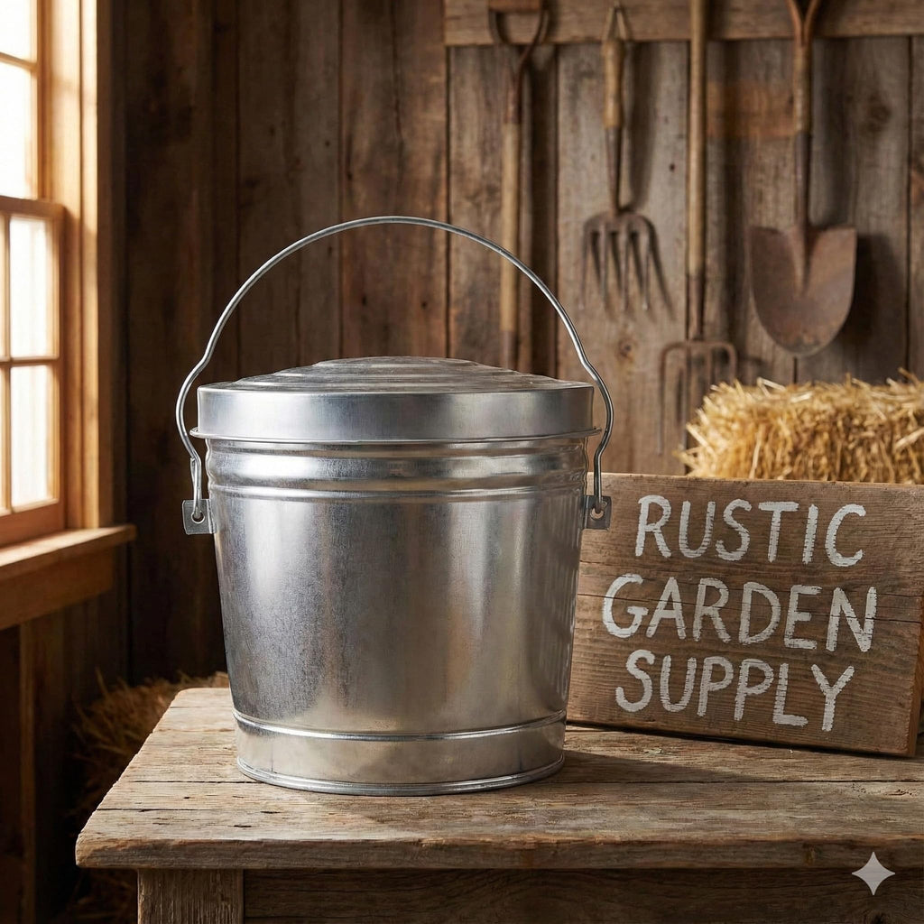 6-Gallon Galvanized Steel Trash Can with Locking Lid V7153