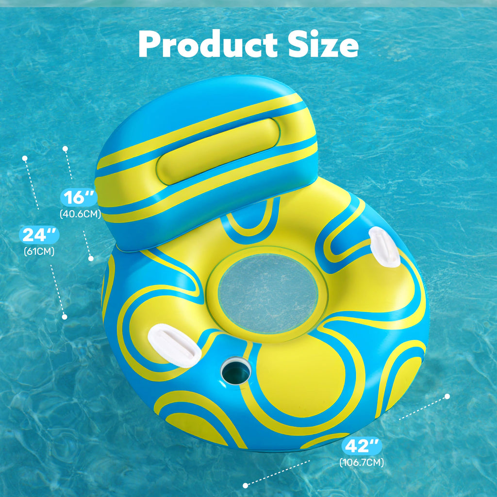 Blue Yellow Inflatable Pool Float Lounger B21582