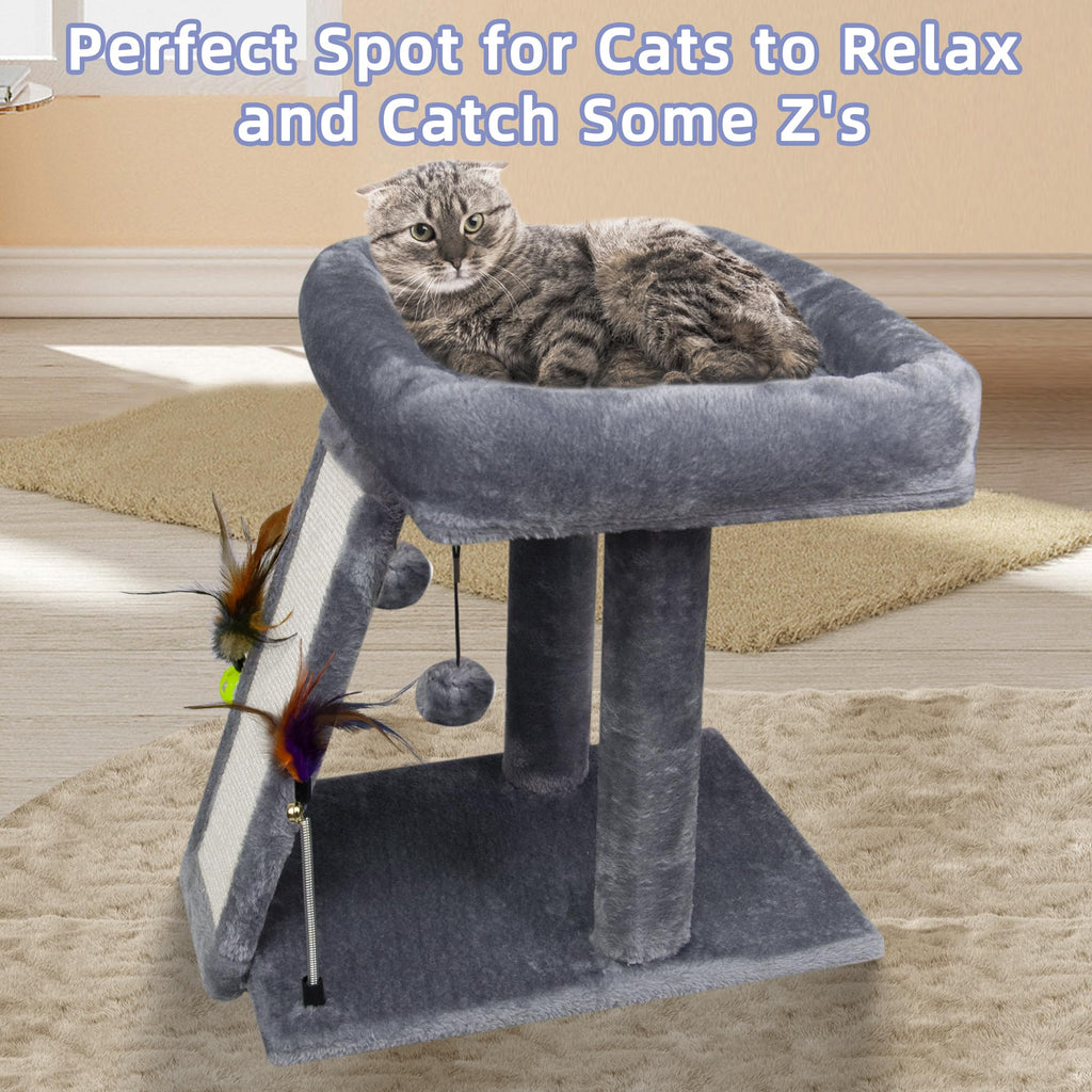 Grey Cat Tree Tower with Scratching Post F178