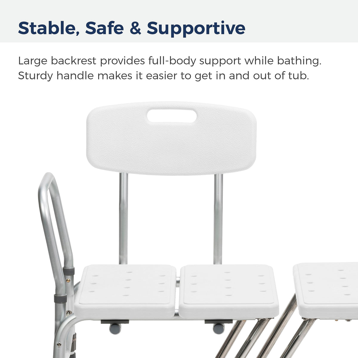 Adjustable Height White Tub Transfer Bench E80961