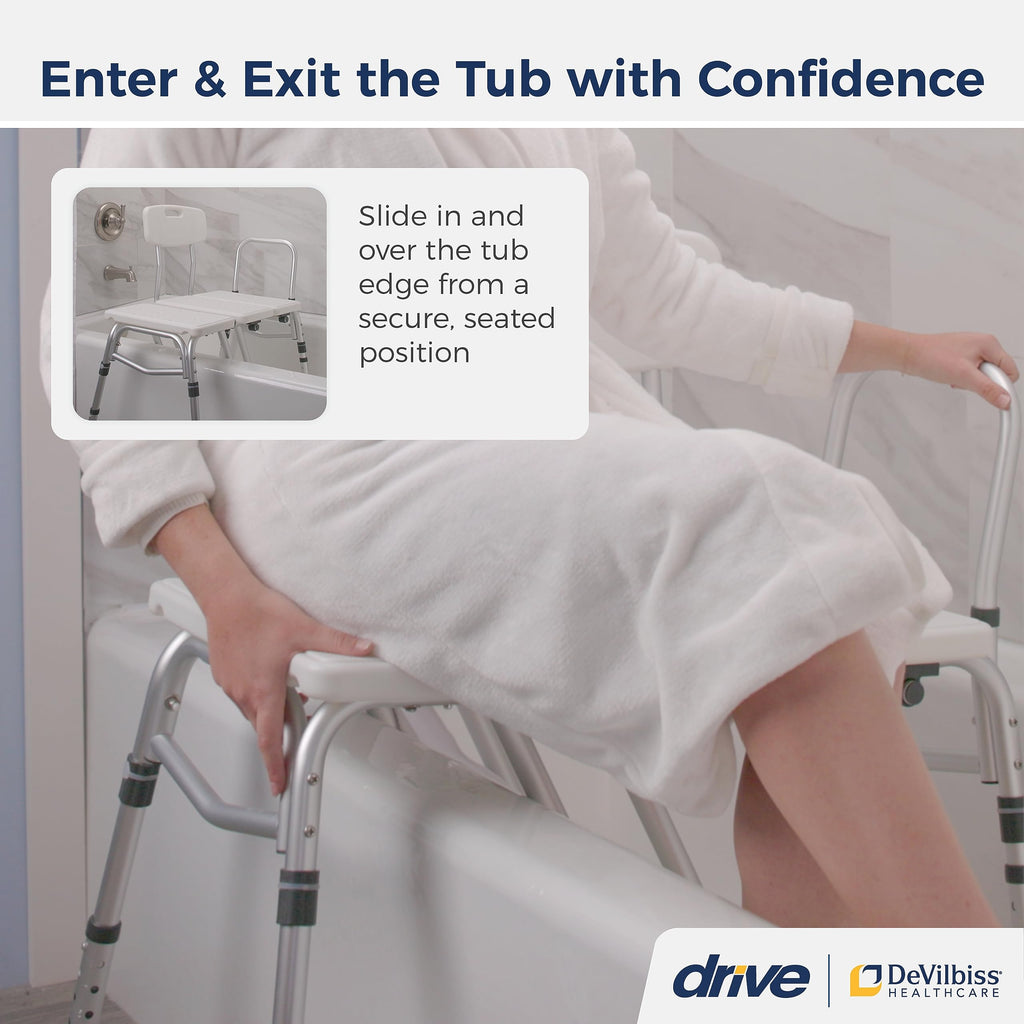 Adjustable Height White Tub Transfer Bench E80961