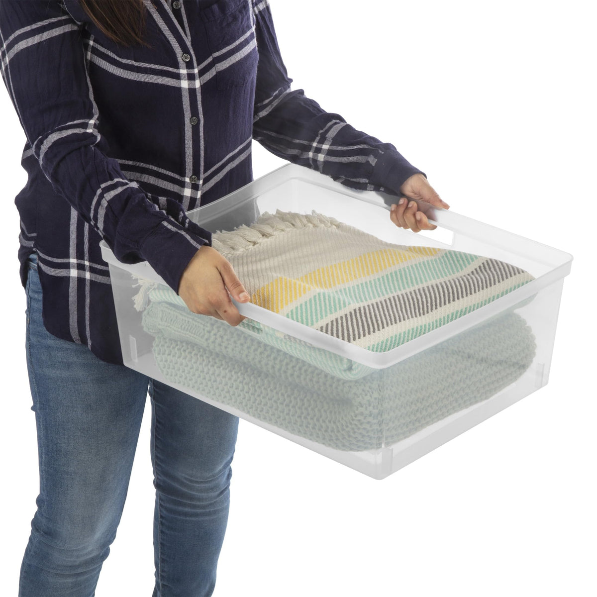Wide Plastic 3-Drawer Storage Tower with Removable Clear Drawers B495