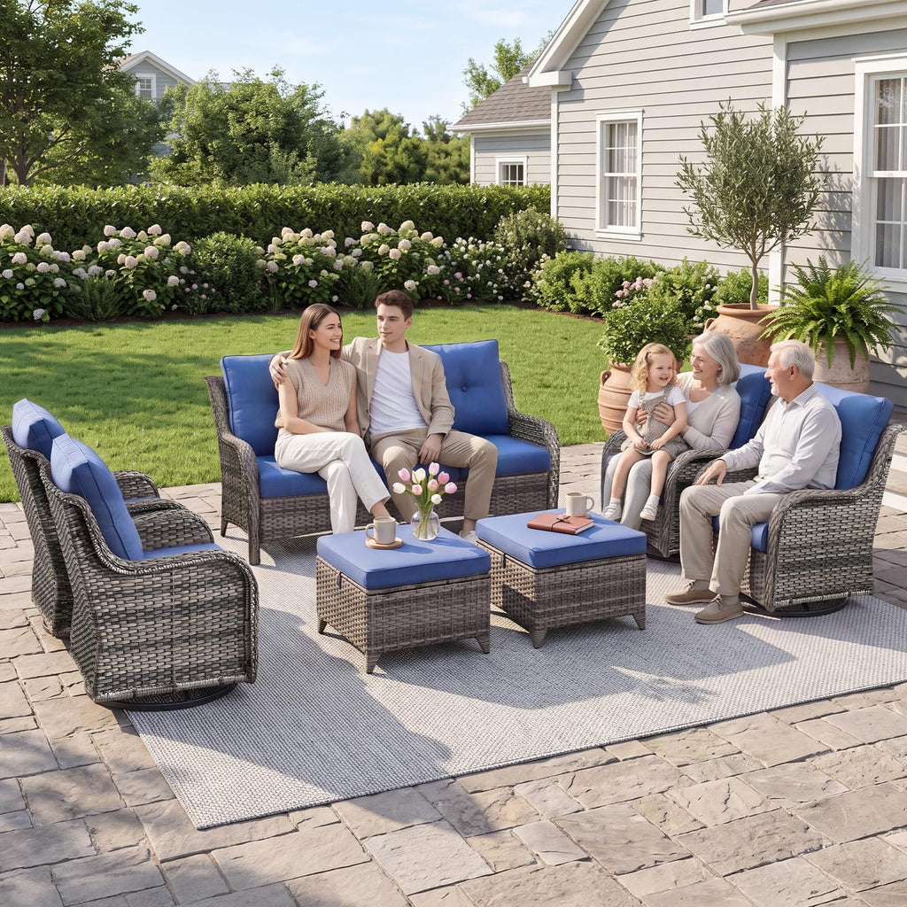 Grey Wicker 6 Piece Patio Furniture Set M50226