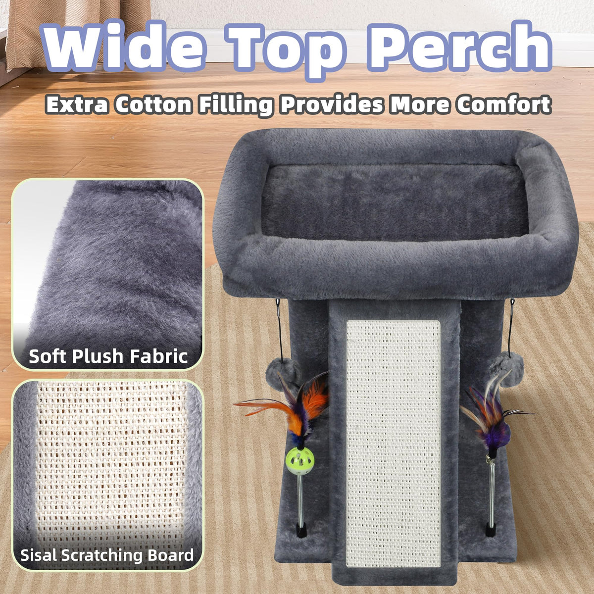 Grey Cat Tree Tower with Scratching Post F178