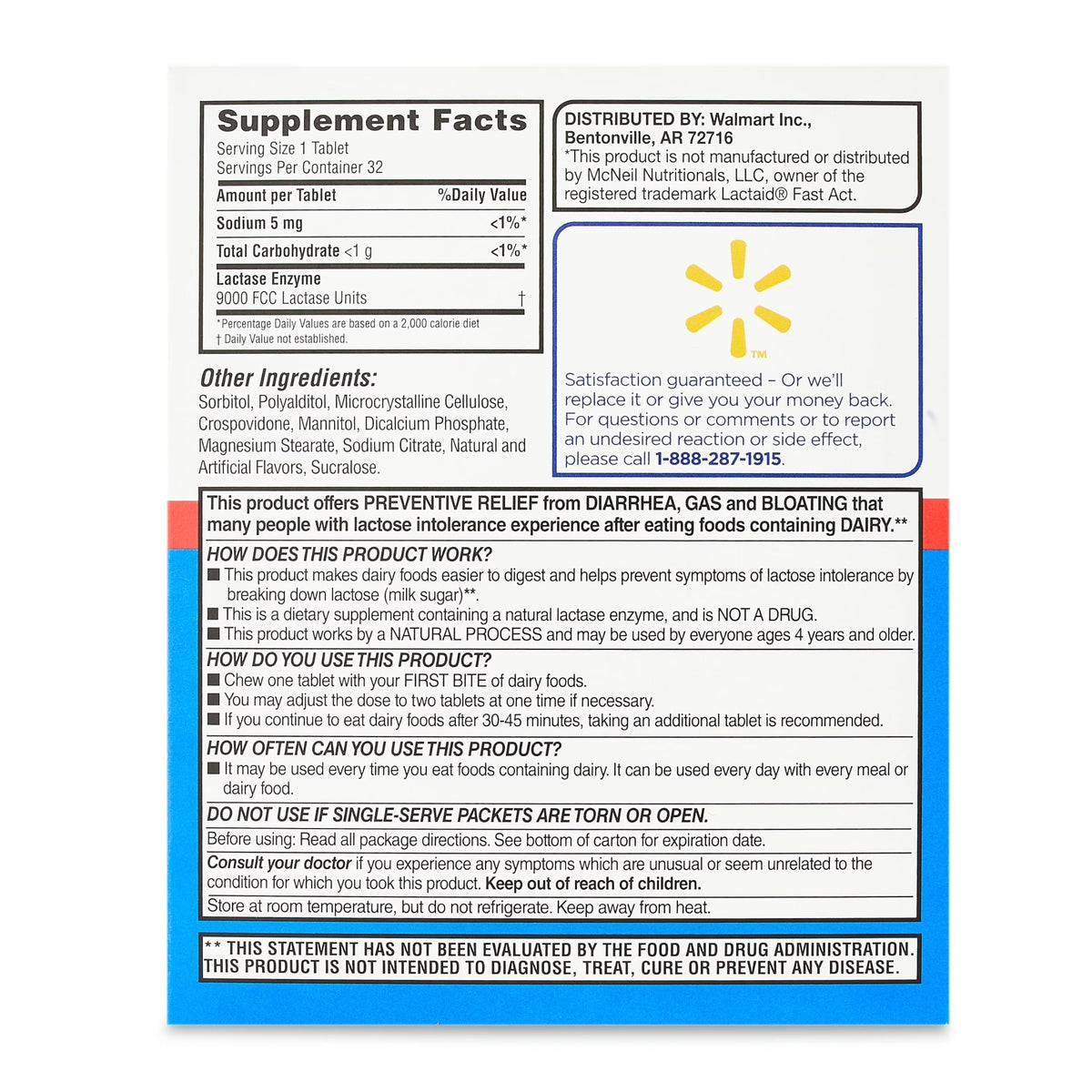 Chewable Lactase Enzyme Tablets Vanilla Flavor 32 Count S22092