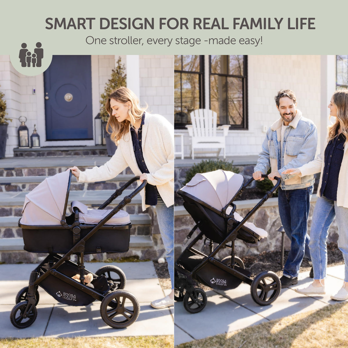 2-in-1 Foldable Baby Stroller with Extendable Canopy U285