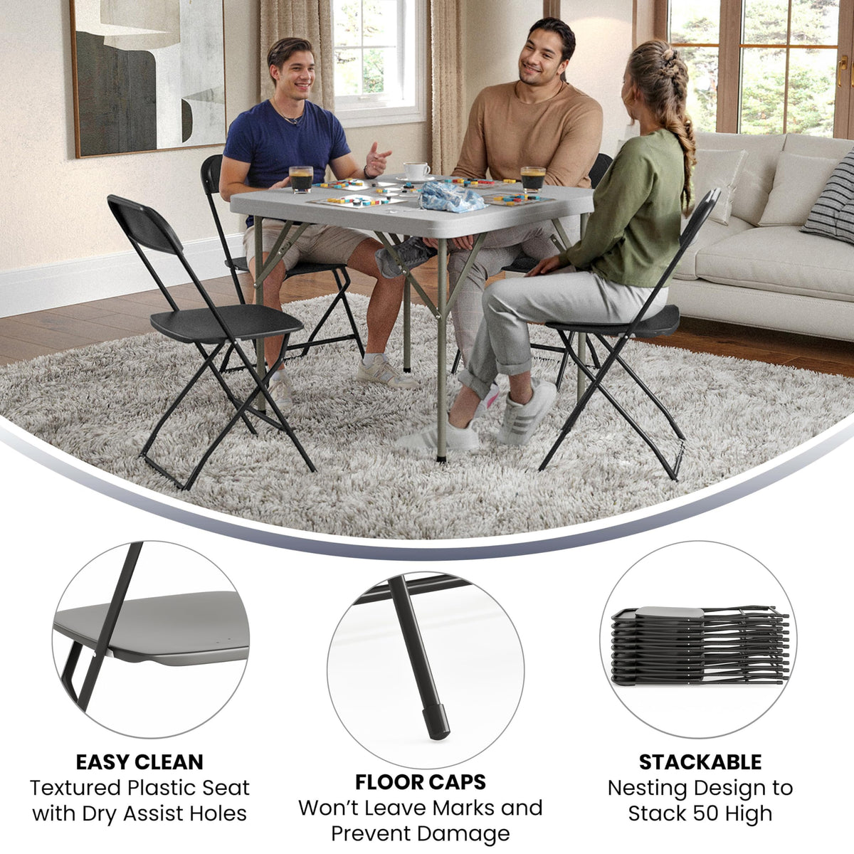 Black Plastic Folding Event Chair 10-Pack Y897040