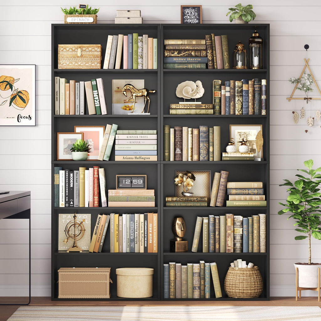 6 Tier Tall Black Bookshelf and Bookcase D7587