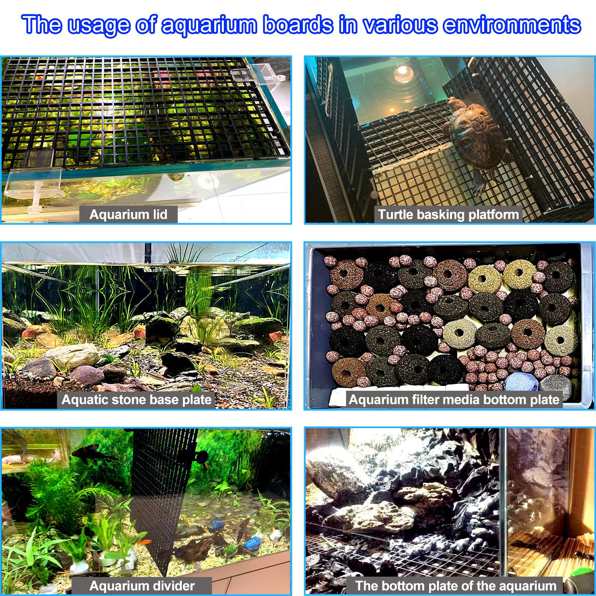 Black 8pcs Plastic Aquarium Fish Tank Divider Y768
