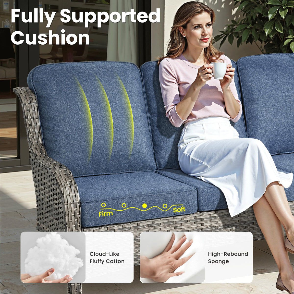 5-Piece Outdoor Wicker Sofa Set with Swivel Chairs T4651